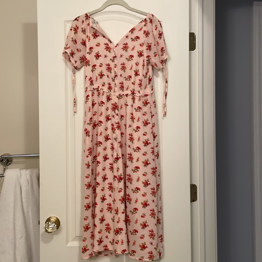 Madewell Tie-Sleeve Ruffle-Waist Midi Dress in Countryside Blooms Size 0 - Picture 5 of 7